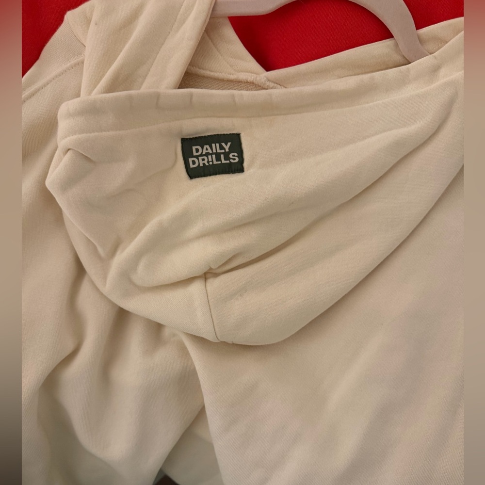 Daily Drills Cream Hoodie with Black Tag - Picture 2 of 4